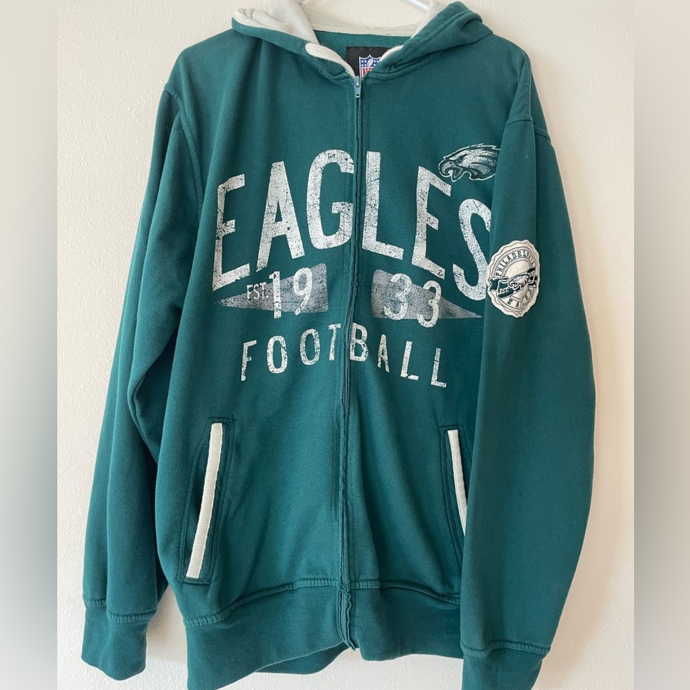 Philadelphia Eagles Zip-Up Sweatshirt NFL Size Large L Green